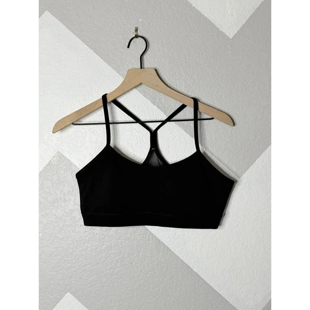 Lululemon Flow Y Bra Nulu Black Light Support Yoga Athleisure Sports Bra Size 12